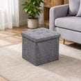 thumbnail image 7 of Storage Ottoman Gray Linen Blend Cube Single Folding for Small Space Living Room Seating, 7 of 7