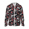 thumbnail image 2 of Uemuo Vintage Skull Casino Pattern Women's Full Zip UPF 50+ Sun Protection Hoodie Jacket Long Sleeve Sun Shirt Hiking Outdoor Performance with Pockets-Large, 2 of 9