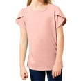 thumbnail image 2 of Petal Sleeve Kids V-Neck Solid Color T-Shirt Tops, 2 of 5