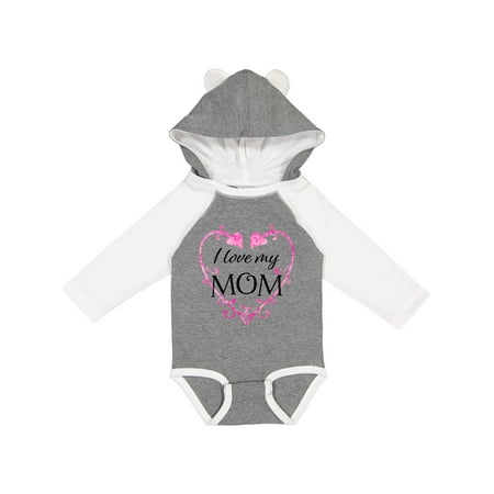 

Inktastic I Love My Mom- pink hearts and swirls Gift Baby Boy or Baby Girl Long Sleeve Bodysuit