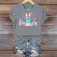 thumbnail image 4 of Aobny Cute Women's Leisure T-Shirts Easter Gray Rabbits Clothes Short Sleeve Bunnies Crew Neck Adults Blouses, 4 of 6
