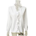 thumbnail image 3 of Qarigey Blusa Estampado Verano Camisa Estampado Verano Manga Larga Cuello V Trabajo Mujer Top Prendas para la parte del cuerpo Blanco S, 3 of 6