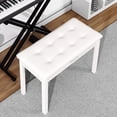 thumbnail image 2 of MUSTAR Wooden Duet Piano Bench with Storage Compartment,Padded Dual Seat,Keyboards Organ Stool with Hidden Sheet Music Organizer(White), 2 of 18