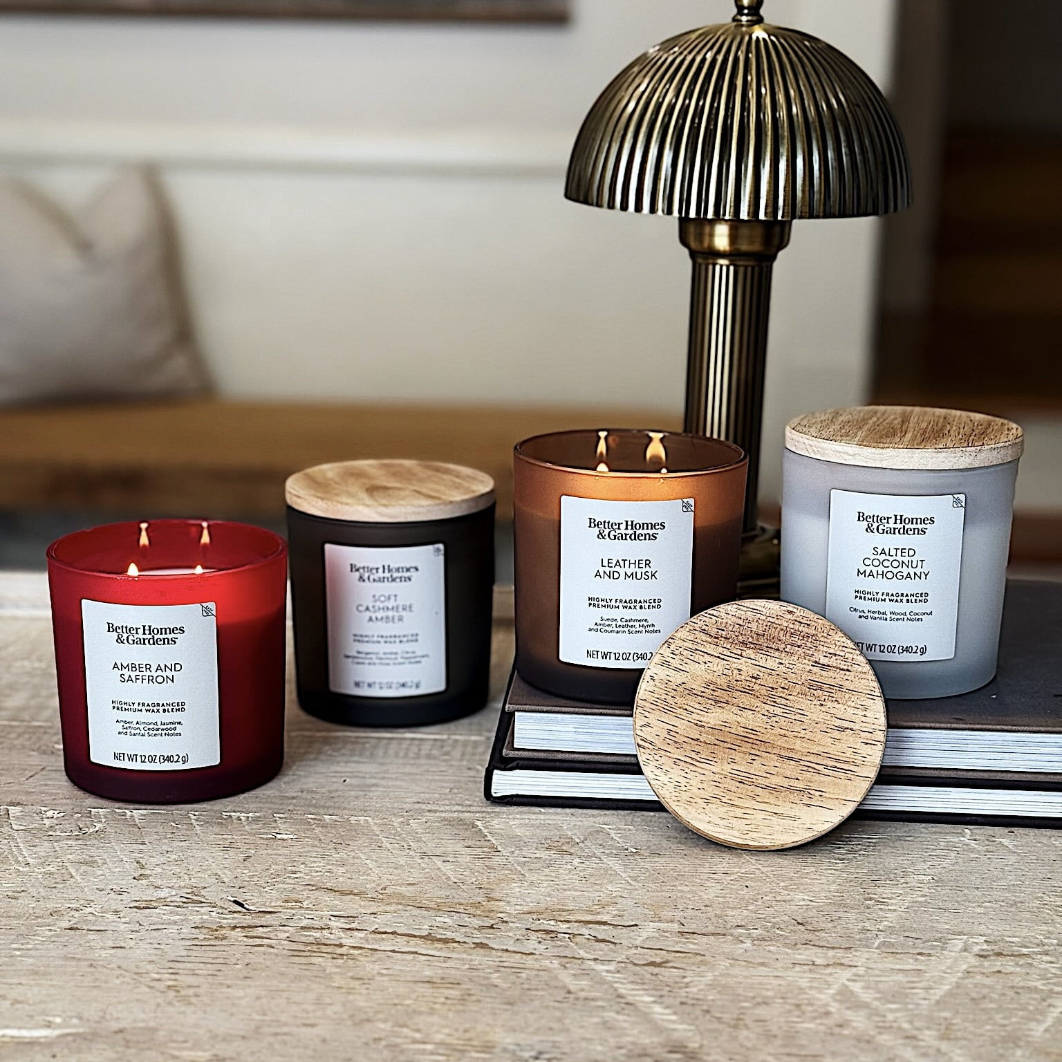 (2 pack) Better Homes and Gardens Leather and Musk Scented 2-Wick Frosted Jar Candle 12oz.