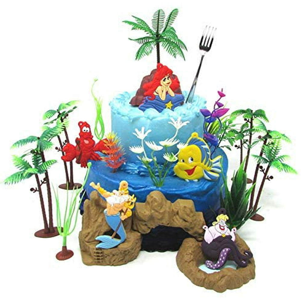 Little Mermaid Birthday Cake Topper Set Featuring Ariel