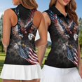 thumbnail image 4 of HUIACONG USA Eagle Matching Golf Shirts for Couples Sleeveless Golf Tops for Women Lightweight Quick Dry Mens Short Sleeve Shirt 1/4 Zip Breathable Moisture Wicking Athletic Wear Woman 2XL, 4 of 7