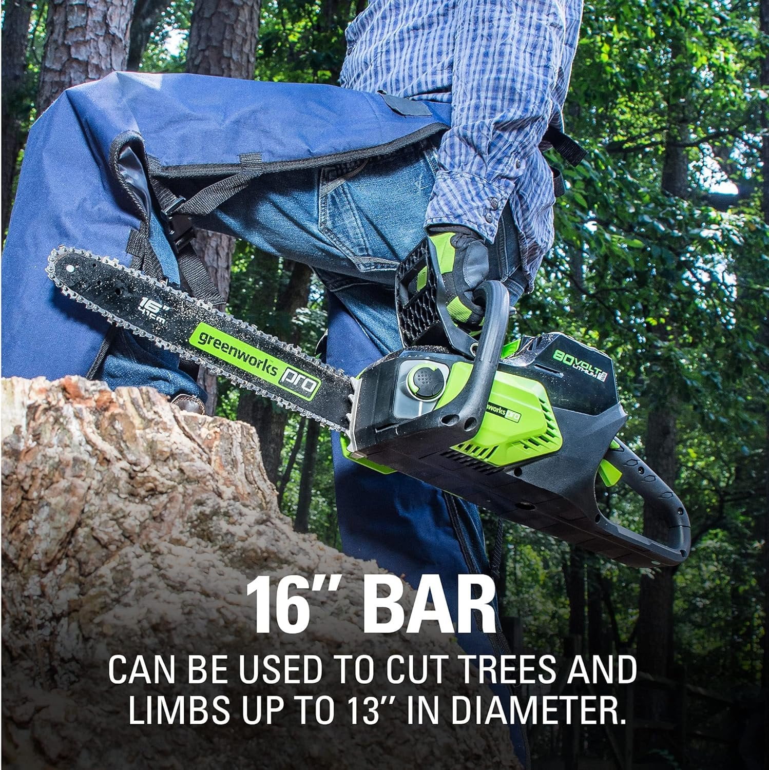 Greenworks 80V 16" Brushless Cordless Chainsaw Great For Tree Felling, Limbing, Pruning, and Firewood / 75+ Compatible Tools, Tool Only