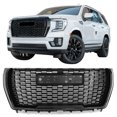 thumbnail image 2 of Ikon Motorsports Front Grille & Hood Gaurd Compatible With 2021-2023 GMC Yukon & Yukon XL Gloss Black Denali Style Mesh Front Upper Bumper Grill, 2 of 8