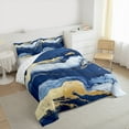 thumbnail image 3 of Manfei Marble Texrure Print Bedding Comforter Set,Fulid Striped Artistic Twin Comforter Sets,Blue Gold Bedding Set For Girls Boys,Super Cozy Room Decor Reversible,2pcs, 3 of 8