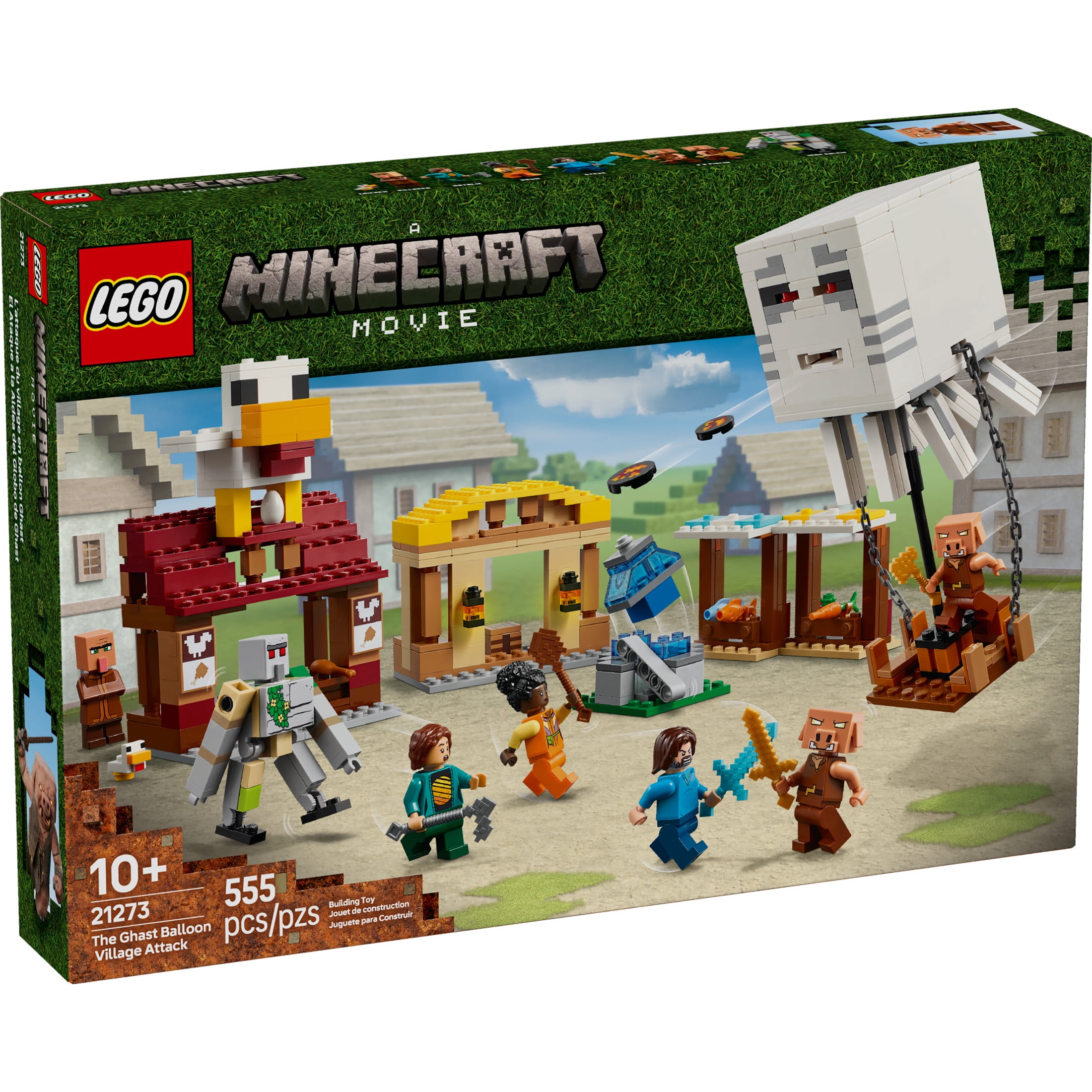 LEGO Minecraft The Ghast Balloon Village Attack- Toy Building Set for Kids, Girls and Boys Ages 10+ -  Includes Steve, Natalie, and Dawn Minifigures -  Birthday Gift Idea - 21273
