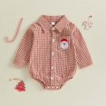 thumbnail image 3 of Mnyotv Christmas Outfits for Infants Embroidered Plaid Long Sleeve Bodysuits Baby Boys Rompers Size 12-18 Months, 3 of 5