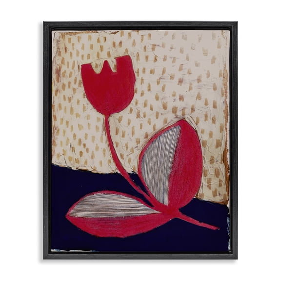 Stupell Industries Eclectic Red Boho Flower Black Floating Frame Canvas Art, 25 x 31, by Birgit Maria Kiennast