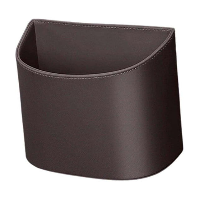 Brown Leather Car Door Storage Box With Cup Holders And Trash Bin Function For Organizing Items In Vehicle Multifunctional Design For Easy Access