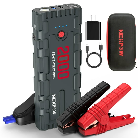 NEXPOW Car Jump Starter, 2000A Peak 18000mAh Car Battery Jump Starter (up to 7.0L Gas or 6.5L Diesel Engine), 12V Jump Box Battery Pack with with LED Light, Gray