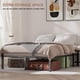 thumbnail image 2 of Iron Bed Frame with Bedside Table Iron Bed Base with Storage Table Metal Bed Frame with Wood Bedside Desk 24 Reinforced Slats Baking Finish Black Bed Frame for Bedroom Home Apartment, 2 of 11