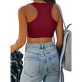 thumbnail image 2 of Hibeli Women Rhinestone Tassel Trim Sleeveless Round Neck Solid Color Crop Tank Top, 2 of 6