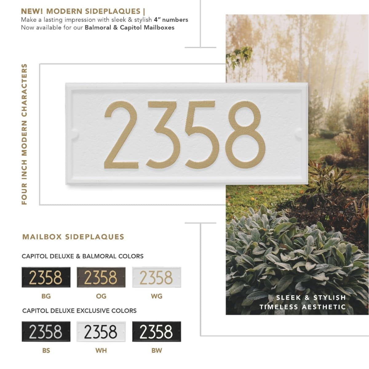 Custom Mailbox Address Plaque, Personalized House Number Sign with Modern Numbers