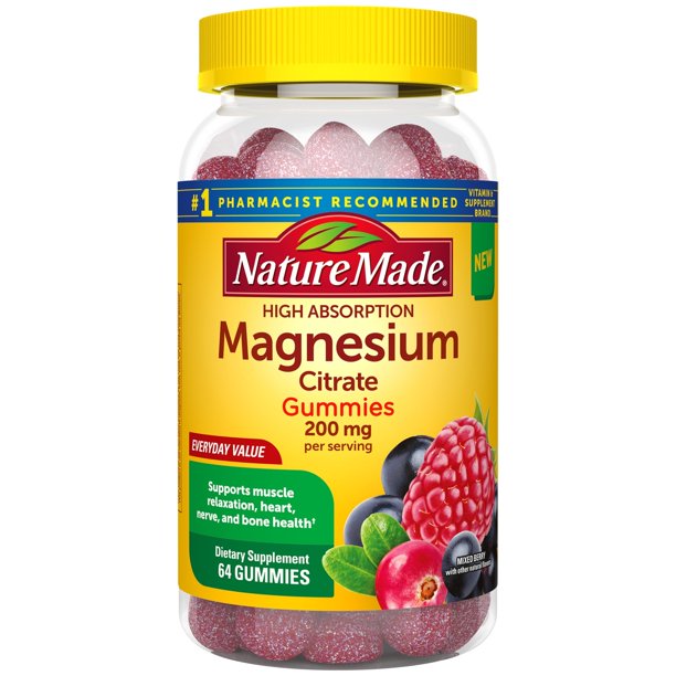 Nature Made High Absorption Magnesium Citrate 200mg Gummies, 64 Count