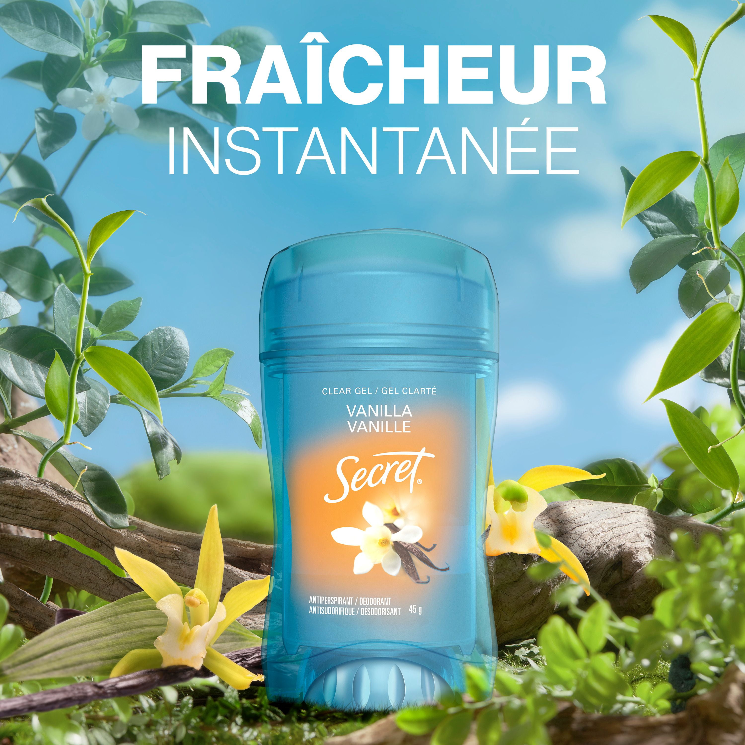 Secret Clear Gel Antiperspirant and Deodorant, Vanilla Scen, 45 g