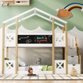 thumbnail image 2 of MODERNLUXE Twin Over Twin House Bunk Bed, Platfrom Bedframe with White Storage Staircase and Blackboards,Twin Bed Frames for Small Space,Easy Assembly & No Box Spring Needed,White, 2 of 7