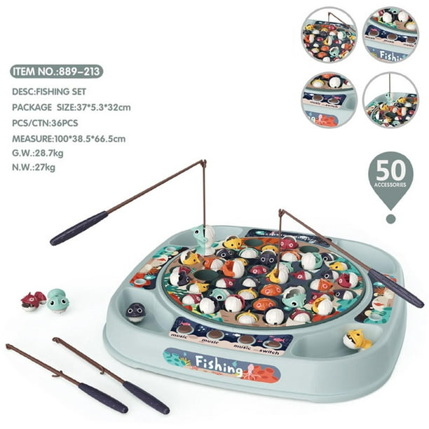 Fishing Game Funny Kids Toys Set with Music Light Learning 45 Fish Grey 
