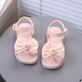 thumbnail image 4 of Gubotare Girl Dress Shoes Girls Genuine Leather Soft Open Toe Princess Flat Shoes Summer Sandals(Toddler/Little Kid) Size 11.5 (Pink,11.5 Little Kid), 4 of 8