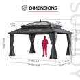 thumbnail image 3 of Sunjoy 16x12 Outdoor Gazebo, Steel & PC Roof Hardtop Gazebo with Curtain and Netting, Gray Aluminum Posts,Kingston Series, 3 of 17