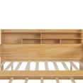 thumbnail image 5 of Solid and Stable Wooden Full Size Daybed with Storage Shelves, Multi-Functional Bed with Twin Size Trundle Bed and Study Desk (Natural), 5 of 12