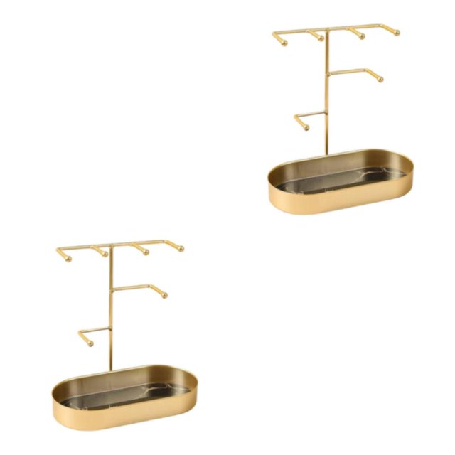 Dalazy Jewelry Organizer Stand Tray Display Rack Rings for Gold Marbling 20 x 10 x 21cm 2Set