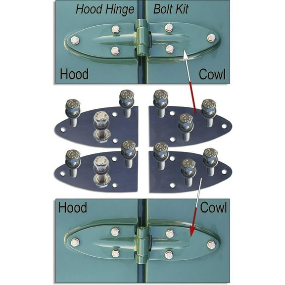 FJ40 Land Cruiser Rubber Hood Cowl Hinge Gasket and Bolt Kit 1/79 to 10/'84