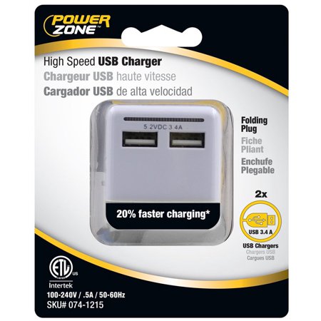 

Powerzone 741215 USB 2-Port3.4A Charger with Light