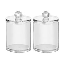 4-Pack Acrylic Storage Jars For Bathroom Clear Canister Jars, Convenient Storage For Cotton Swabs Balls Pads Floss Picks Makeup, Stylish Decorative Organizer For Vanity Countertop One Size