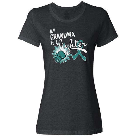 Inktastic Ovarian Cancer Awareness My Grandma is a Fighter Women's T-Shirt