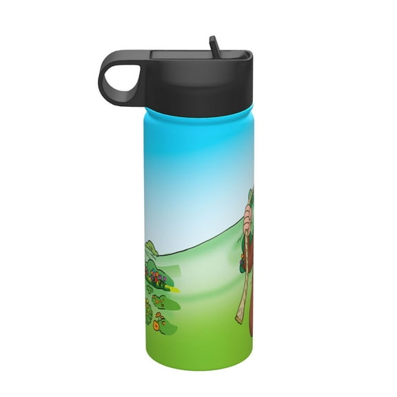 Curious George Kids Insulated Water Bottle With Straw - 18 Oz Stainless Steel Double Wall Vacuum Cup, Leakproof, Bpa Free, Suitable For Boys And Girls