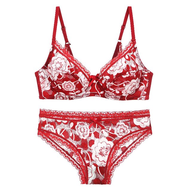 Conjunto de lencería para mujer Sujetador y bragas de encaje sexy Conjunto de lencería fina de verano Fridja nalpqowj39782
