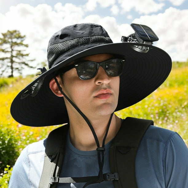 Sombrero Cubo Portátil Sun Sunshade Fishing Fisherman Con Ventilador Carga Solar/USB para Montar Al Aire Libre Pesca Senderismo