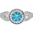 thumbnail image 5 of Sterling Silver Rhodium Plated White & Aqua Cz Ring (Size 6) Made In China qr7395-6, 5 of 5
