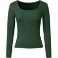 thumbnail image 2 of Womens Summer Tops Womens Summer Blouse Lightweight Long Sleeve Shirts Square Neck Slim Fit Basic Tops Casual Ribbed Thermal, 2 of 5