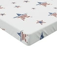thumbnail image 2 of Ambesonne 4th of July Fitted Sheet, Scattered Stars, Queen Size, Ruby Navy Blue White, 2 of 3