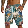 thumbnail image 2 of Domuza Hawaiian Beach Shorts for Men Lightweight Elastic Waist Drawstring Shorts Summer Vacation Casual Shorts with Pocket Navy M, 2 of 4