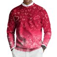 thumbnail image 2 of QHRMKOG Valentine's Day Sweater for Men Romantic Heart Graphic Pullover Loose Fit Long Sleeve Round Neck Sweaters Autumn Fashion Top Pink S, 2 of 6