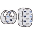 thumbnail image 1 of Juego de Baberos Bacati Elephants Azul Gris Muselina 4 Unidades, 1 of 6