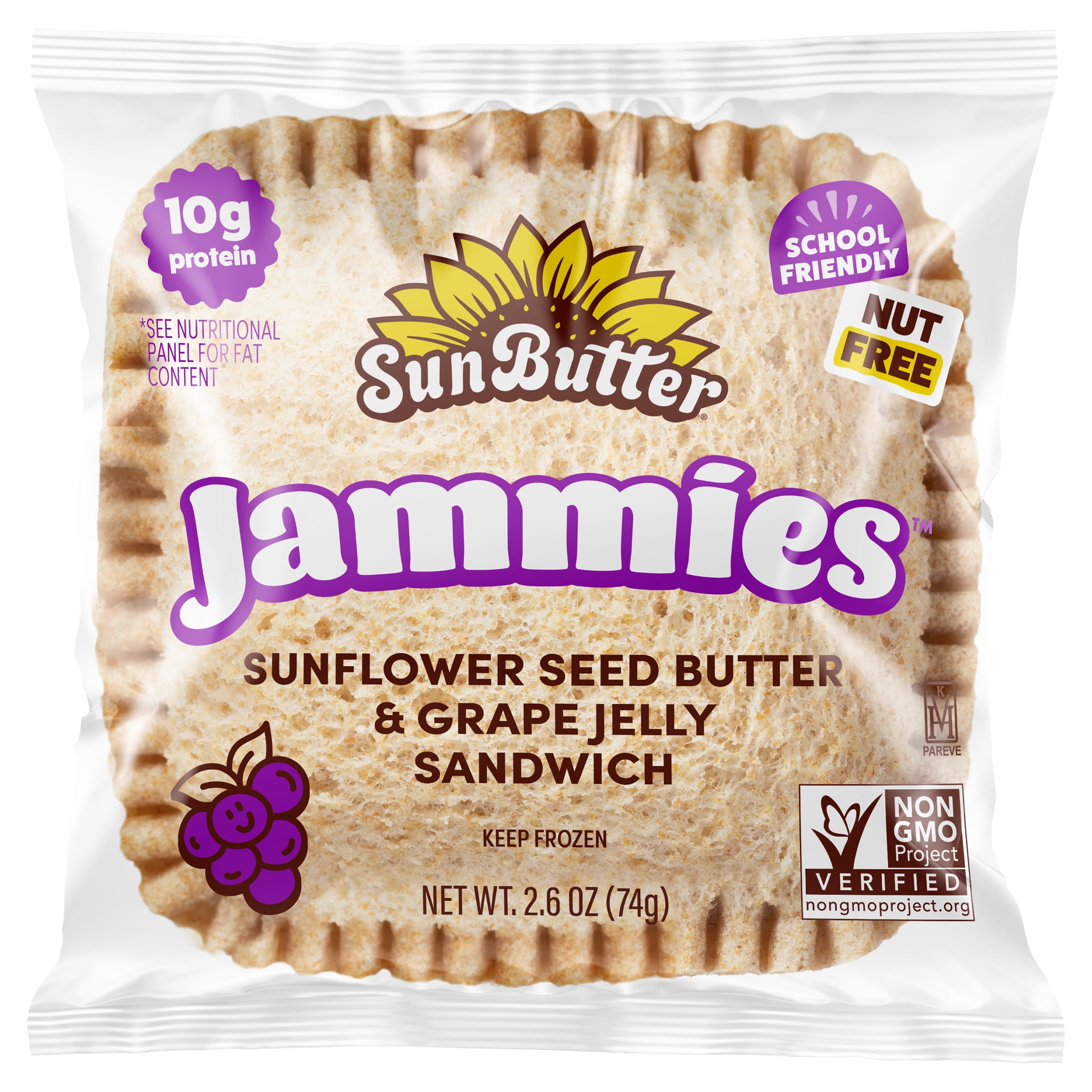 SunButter Jammies Sunflower Seed Butter and Grape Jelly, 2.0 oz,  4 Count (Frozen)