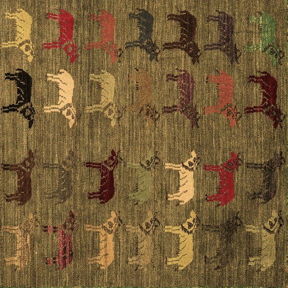 Ahgly Company Indoor Square Abstract Brown Modern Area Rugs, 5' Square