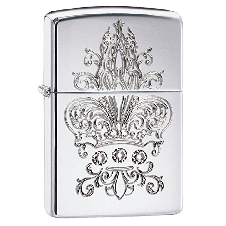 Zippo Fleur De Lis Design with Crystals High Polished Chrome