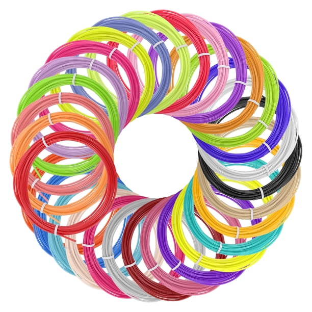 Uxcell 30 Pcs Filamento para Bolígrafo 3D, 1.75mm Diámetro 16.4ft Longitud Recargas de Filamento para Bolígrafo de Impresión 3D de 1.75mm, 30 Colores
