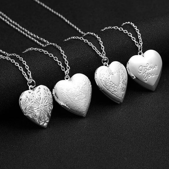 HEMOTON Heart Locket Pendant Necklace with Photo Frame, Chic Design for Women, 52 x 2.7 x 2 cm