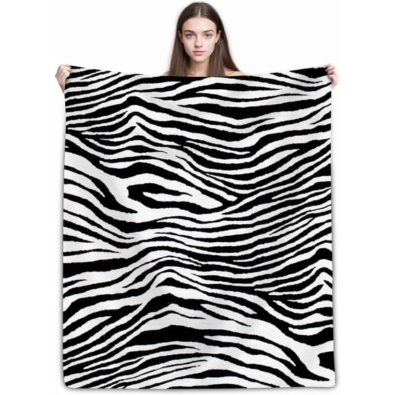 Black White Zebra Stripe Pattern Throw Blanket