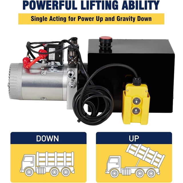 EDTara 12v Electric Hydraulic Pump, Double-Acting Power Unit Suitable for Dump Trailers, Car Lifting Platforms, and Other Heavy-Duty Portable Hydraulic Applications