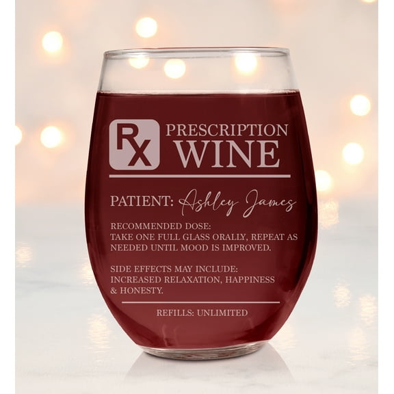 Prescription Wine Glass, Engraved Wine Glass with Custom Name
